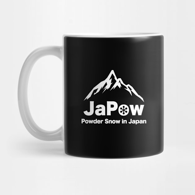 JAPOW Powder Snow in Japan - White  | Snowboard T-shirt by susugroo